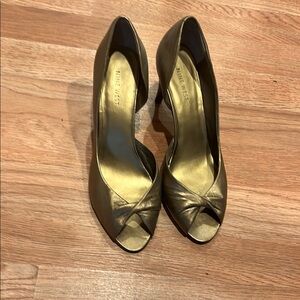 Nine West Gold Peep-Toe Stiletto Heels